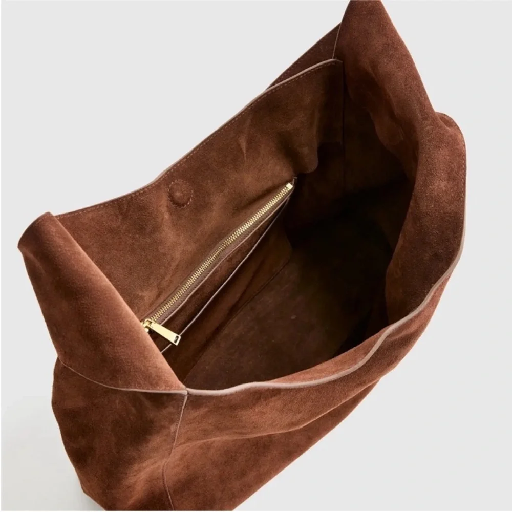 Quince Brown Suede Hobo Shoulder Bag - Picture 5 of 5